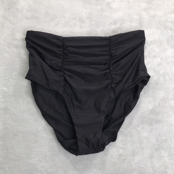 Becca Women's Black High- Waisted Ruched Bikini Bottom Size Small New - Picture 6 of 7